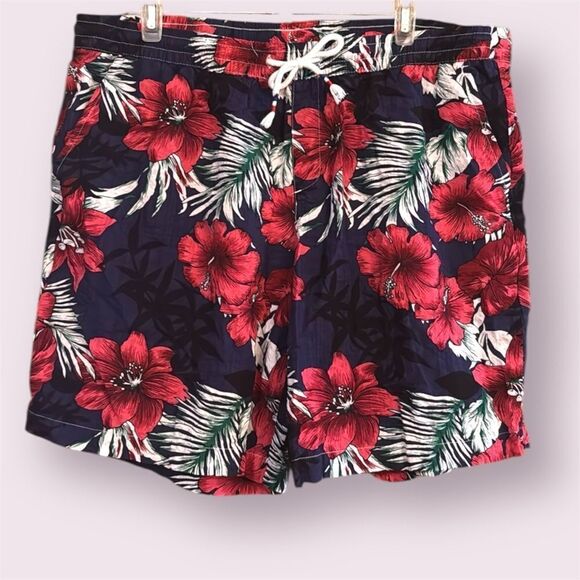 JOGAL Hibiscus Floral Hawaiian Print Shorts - Picture 1 of 10